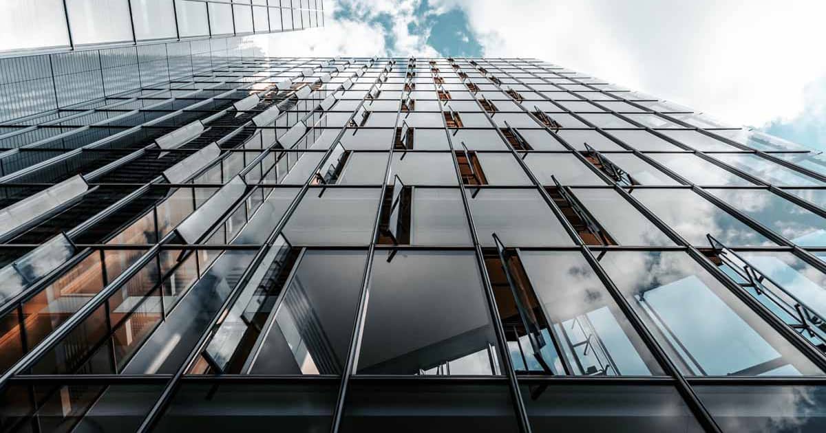 Glass Office from the outside looking up